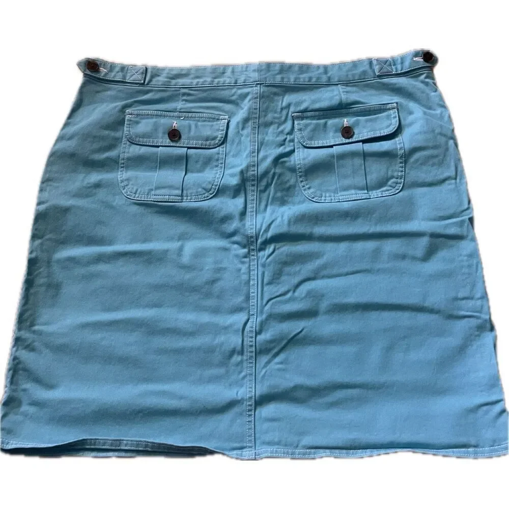 Lands End Turquoise Denim Mini Skirt Women’s Size 18